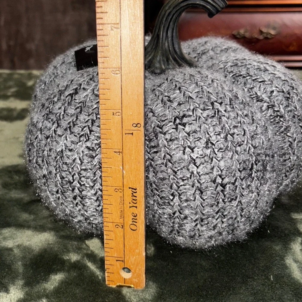 Sparkly Gray Knit Pumpkin Fall Autumn‎ Home Decor Accent Table Centerpiece